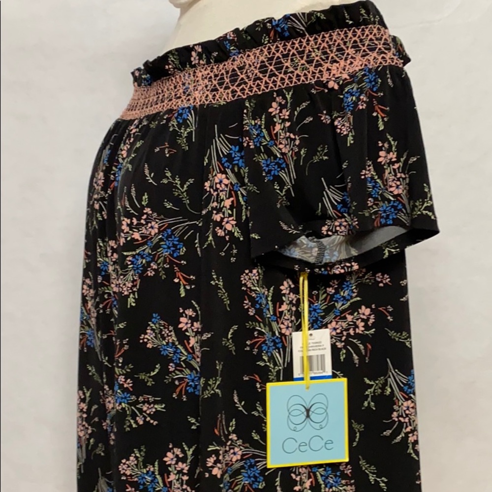 CeCe NWT off shoulder smocked knit top Sz XL - Picture 2 of 8